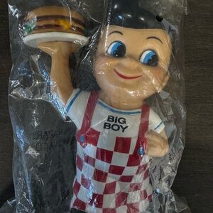 Big Boy Vintage Mascot Bank- Red & White Check Overalls